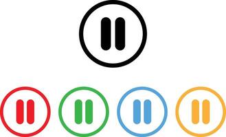 Colorful pause icon set in different colors . Pause button icon . illustration vector