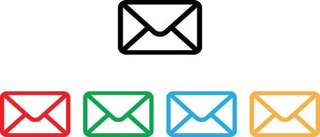 Colorful mail icon set in different colors . Email icon . Envelope symbol. illustration vector