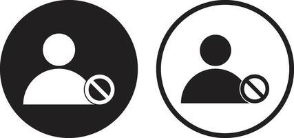 Block user icon set in two styles . Block profile icon . Banned user icon vector