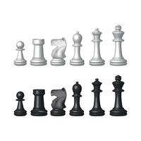 Chess set. 3D visualization. Illustration on a white background. Can be used to create packaging, postcards, different layouts. vector