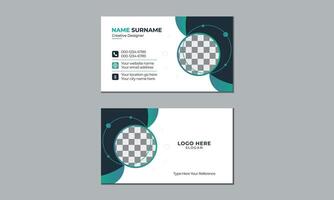 Minimalist colorful business card design with image vector