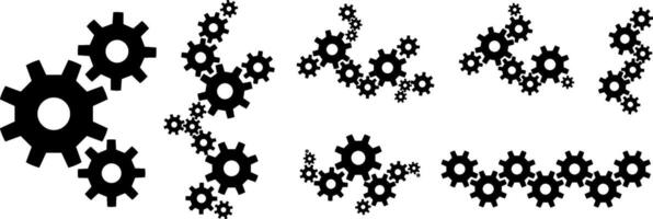 gears in different paths template in black for mechanical, mind, process, robots vector