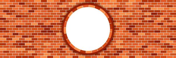 brick wall in brown colors in middle round hole or pipe open path vector
