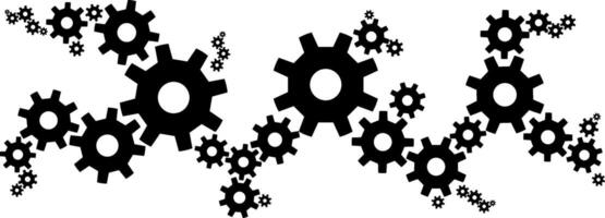 black gears turning and connect to each other for background template for banners vector