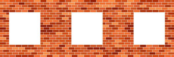 brown brick wall with square open areas or windows vector