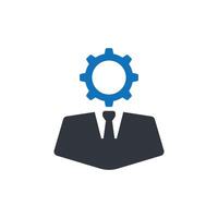 Person in a suit and tie with gears for a head vector
