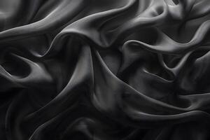 Elegant Waves of Black Fabric Texture for Luxury Design and Decor photo