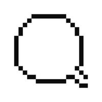 White pixel speech Bubble for game art. Sticker empty round dialogue cloud. Blank retro textbox vector