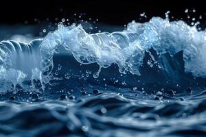Dynamic Ocean Wave with Splashing Water Droplets - Perfect for Nature and Coastal Themes photo