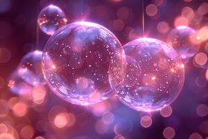 Sparkling Bokeh with Floating Glowing Spheres - Perfect for Festive and Dreamy Designs photo