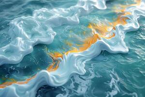 Abstract Ocean Waves with Dynamic Fluid Patterns in Blue and Orange for Artistic Design photo
