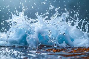 Dynamic Water Splash in Motion with Droplets and Foam for Refreshing Design Use photo