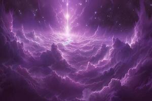 Enchanted Celestial Clouds with Ethereal Light in a Cosmic Dreamscape photo