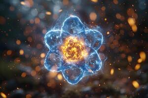 Abstract Glowing Atom Design for Science and Technology Projects photo