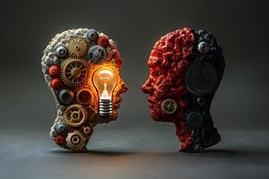 Innovative Technology and Creative Thinking Concept with Illuminated Gears photo