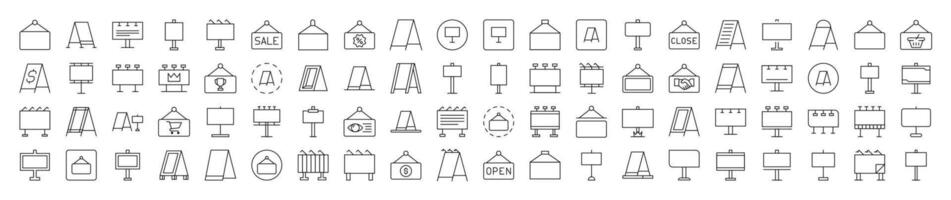 Sandwich Panel, Billboard, Signboard Line Icon Pack. Editable Stroke. Minimalistic Linear Pictogram for Design of Cards, Apps, Banners, Posts vector