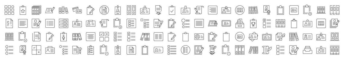 Paper Job Line Icon Bundle. Modern Collection for Design, Web Sites, Apps, Cards. Contains Linear Images of Documents, Office, Work vector