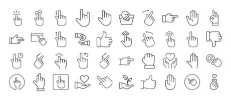 Pack of Line Icons of Gesture, Hand, Cursor. Editable Stroke. Minimalistic Linear Pictogram for Design of Cards, Apps, Banners, Posts vector