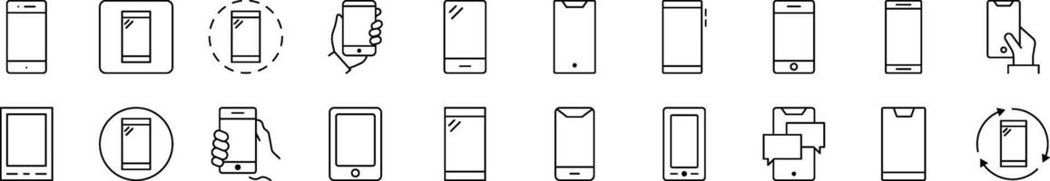 Smartphone Line Icon Bundle. Editable Stroke. Minimalistic Linear Pictogram for Design of Cards, Apps, Banners, Posts vector