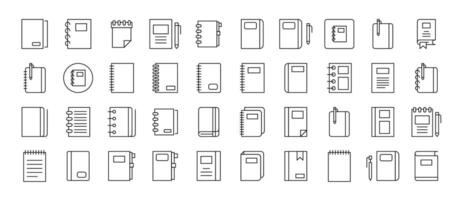 Notebook Icon Set for UI, Placards, Books, Apps. Editable Stroke. Suitable for Web Sites, Books, Cards, Apps vector