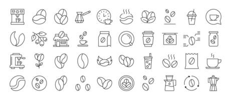 Collection of Line Icons of Coffee. Editable Stroke. Minimalistic Linear Pictogram for Design of Cards, Apps, Banners, Posts vector