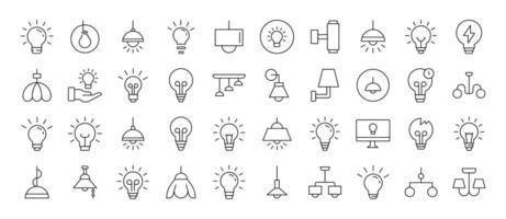 Light Bulbs, Lamps, Chandeliers Related Line Icons for Web Sites, Books, Cards, Apps. Editable Stroke. Suitable for Web Sites, Books, Cards, Apps vector
