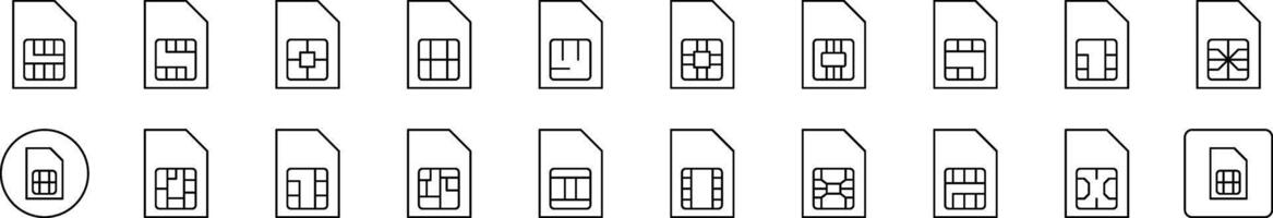 Chip Outline Web Line Icons Collection. Editable Stroke. Minimalistic Linear Pictogram for Design of Cards, Apps, Banners, Posts vector