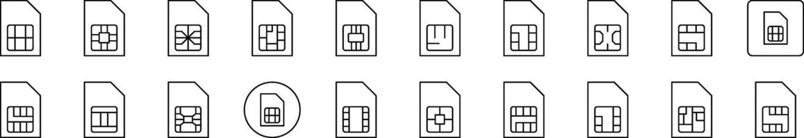 Chip Line Icon Pack. Editable Stroke. Minimalistic Linear Pictogram for Design of Cards, Apps, Banners, Posts vector