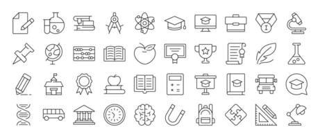 School, Student Book, University, Education Bundle of Thin Icons. Editable Stroke. Suitable for Web Sites, Books, Cards, Apps vector