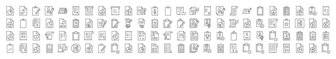 Various Clipboards and Documents Outline Simple Linear Image Collection. Editable Stroke. Suitable for Web Sites, Books, Cards, Apps vector