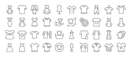 Dresses and T Shirts Icon Set for UI, Placards, Books, Apps. Editable Stroke. Suitable for Web Sites, Books, Cards, Apps vector
