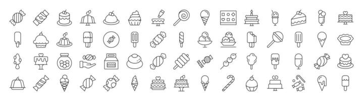 Pastry, Sugary Food and Desserts Icon Set for UI, Placards, Books, Apps. Editable Stroke. Suitable for Web Sites, Books, Cards, Apps vector