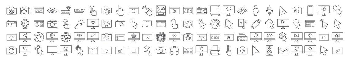 Internet and Computer Interface Icon Set for UI, Placards, Books, Apps. Editable Stroke. Suitable for Web Sites, Books, Cards, Apps vector