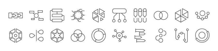 Hierarchy Pack of Thin Icons. Editable Stroke. Suitable for Web Sites, Books, Cards, Apps vector