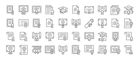 Award, Diploma, Certificate Icon Set for UI, Placards, Books, Apps. Editable Stroke. Suitable for Web Sites, Books, Cards, Apps vector