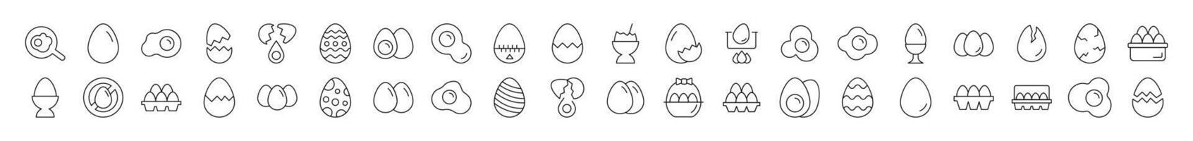 Egg Collection of Thin Icons. Editable Stroke. Suitable for Web Sites, Books, Cards, Apps vector