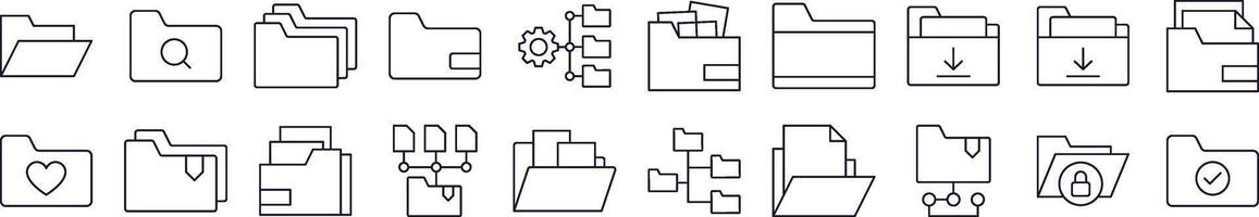 Computer Folder Line Icon Collection. Editable Stroke. Minimalistic Linear Pictogram for Design of Cards, Apps, Banners, Posts vector