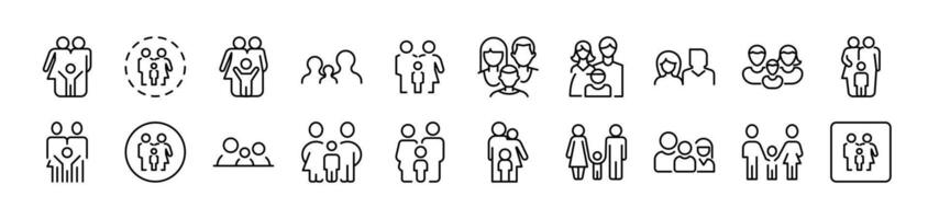 Family Collection of Thin Icons. Editable Stroke. Suitable for Web Sites, Books, Cards, Apps vector
