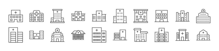Hospital Simple Isolated Line Icons Collection. Editable Stroke. Suitable for Web Sites, Books, Cards, Apps vector