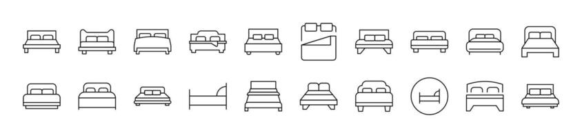 Bed Related Icon Set. Editable Stroke. Suitable for Web Sites, Books, Cards, Apps vector