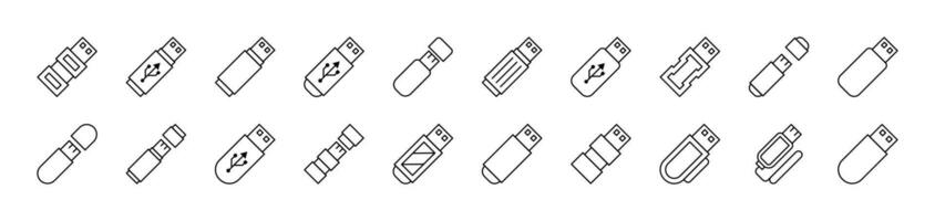 Flash Card or Memory Card Simple Isolated Line Icons Collection. Editable Stroke. Suitable for Web Sites, Books, Cards, Apps vector