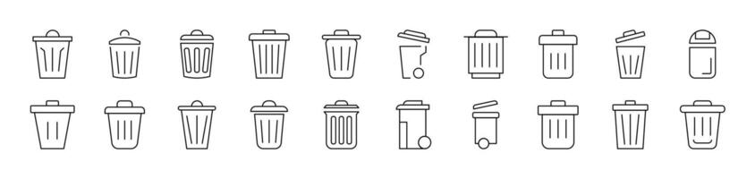 Trash Can Related Line Icons for Web Sites, Books, Cards, Apps. Editable Stroke. Suitable for Web Sites, Books, Cards, Apps vector