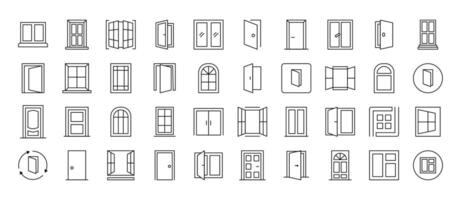 Exterior Icon Set. Contains Icons of Doors and Windows that Can Be Used for Design of Cards, Posts, Apps, Web Sites vector