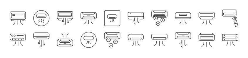 Air Conditioning Bundle of Thin Icons. Editable Stroke. Suitable for Web Sites, Books, Cards, Apps vector