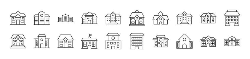 Building Collection of Thin Icons. Editable Stroke. Suitable for Web Sites, Books, Cards, Apps vector