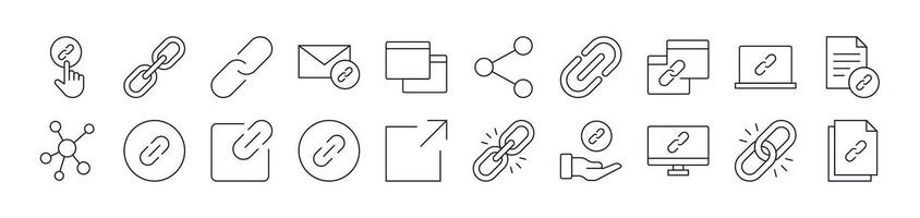 Link and Share Line Icon Bundle. Editable Stroke. Minimalistic Linear Pictogram for Design of Cards, Apps, Banners, Posts vector