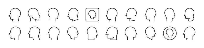 Bundle of Line Icons of Faceless Person Profile. Editable Stroke. Minimalistic Linear Pictogram for Design of Cards, Apps, Banners, Posts vector