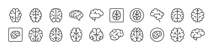 Brain Pack of Thin Icons. Editable Stroke. Suitable for Web Sites, Books, Cards, Apps vector