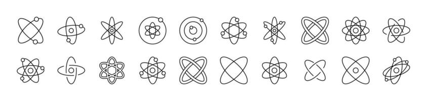 Isolated Atom, Orbit Icon Set for UI, Placards, Books, Apps. Editable Stroke. Suitable for Web Sites, Books, Cards, Apps vector