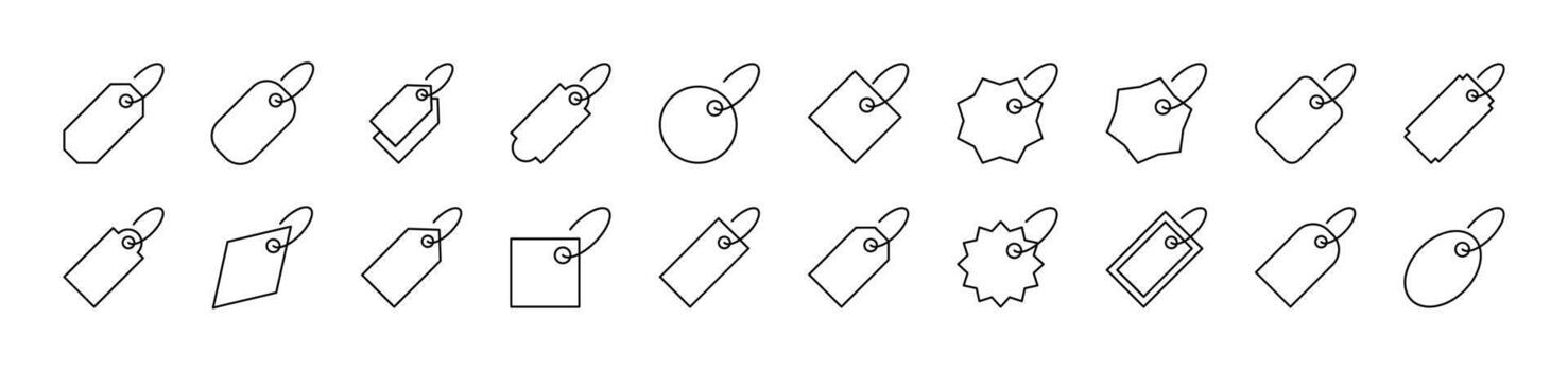 Set of Line Icons of Label. Editable Stroke. Minimalistic Linear Pictogram for Design of Cards, Apps, Banners, Posts vector